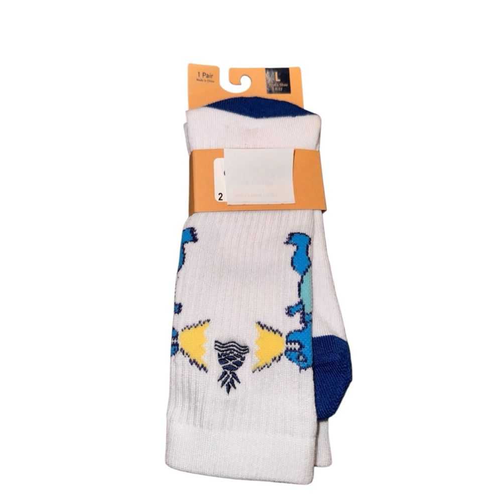 Men's Chubbies L White Blue Dinosaur Casual Socks - Picture 2 of 5